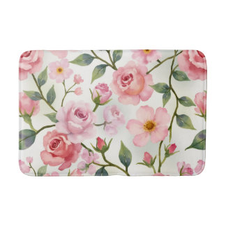 Tapis De Bain Floral bourguignon et rose