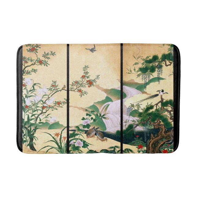 Tapis de bain floral d'animaux d'oiseaux d'écran (Devant)