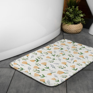 Tapis De Bain Floral jaune scandinave