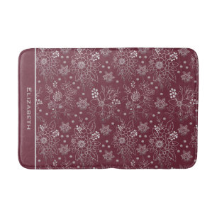 Tapis De Bain Floral sans soudure motif bordeaux nom personnalis