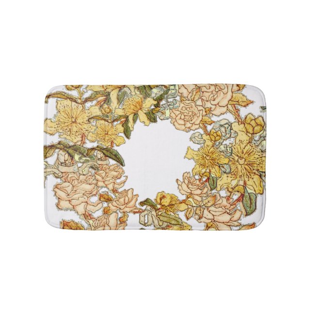Tapis De Bain Floral Spring Fleur de couronne rose Fleurs Art (Devant)