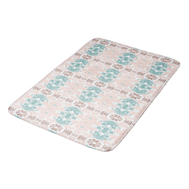 Tapis De Bain Florales françaises modernes rose et bleu Abstrait (Angle)
