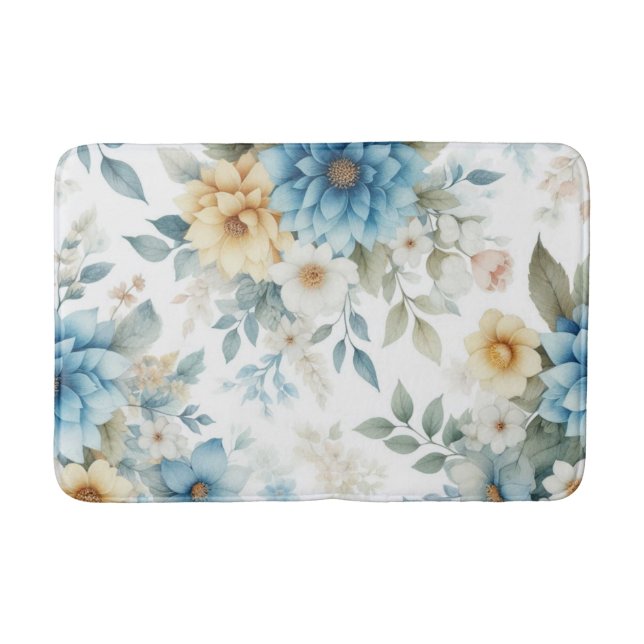 Tapis De Bain Flore bleu doux (Devant)