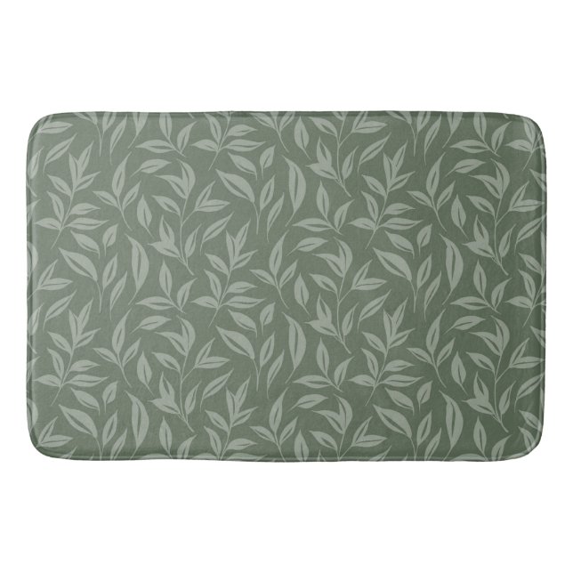 Tapis De Bain Flore vert Sage (Devant)