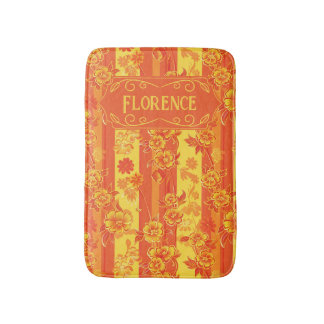 Tapis De Bain Florence Floral jaune et orange