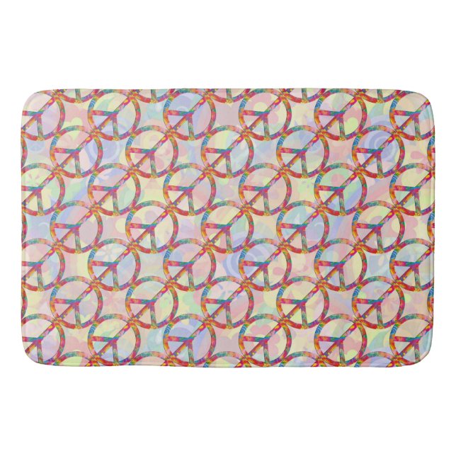 Tapis De Bain Flower Power signe de paix I + votre backgr. & idé (Devant)