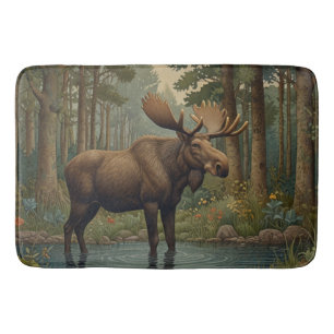 Tapis De Bain Forêt boisée rustique d'orignal