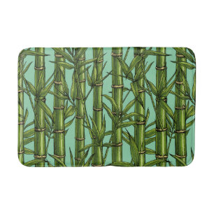 Tapis De Bain Forêt de bambou sur bleu clair