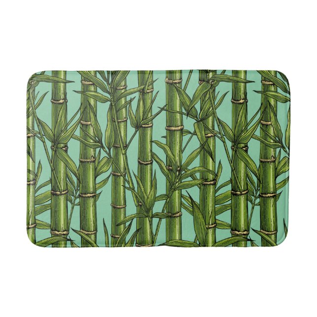 Tapis De Bain Forêt de bambou sur bleu clair (Devant)