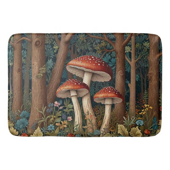 Tapis De Bain Forêt de champignons rétro (Devant)