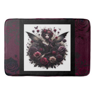 Tapis De Bain Forêt gothique foncée Fée Florale Rose Bourgogne