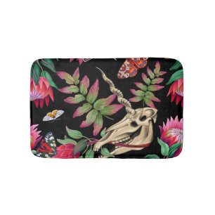 Tapis De Bain Forêt magique Unicorn Motif foncé.