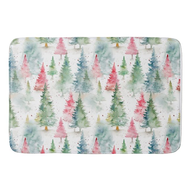 Tapis De Bain Forêt, Red Green Pine Trees (Devant)