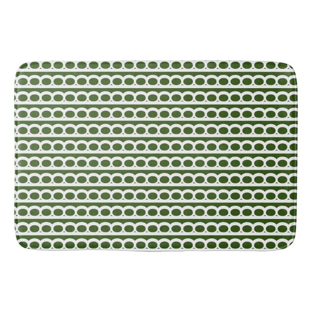 Tapis De Bain Forêt Vert et blanc Bulle moderne Vagues (Devant)