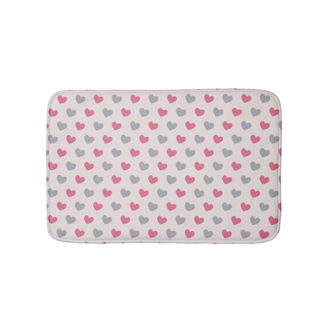Tapis De Bain Forme de coeur rose et gris patriotique (Devant)