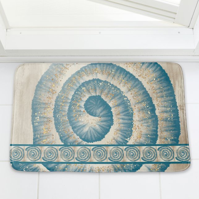 Tapis De Bain Forme de spirale de coquille Nautilus Turquoise (Créateur téléchargé)