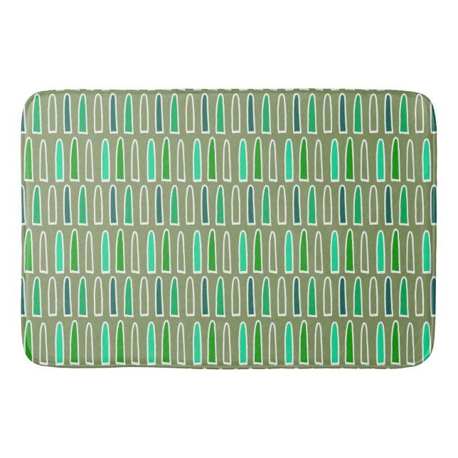 Tapis De Bain Formes arc de cercle Vert rétro, turquoise, aqua,  (Devant)