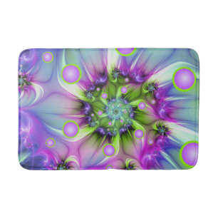 Tapis De Bain Formes arrondies de spirale colorées Art fractal A