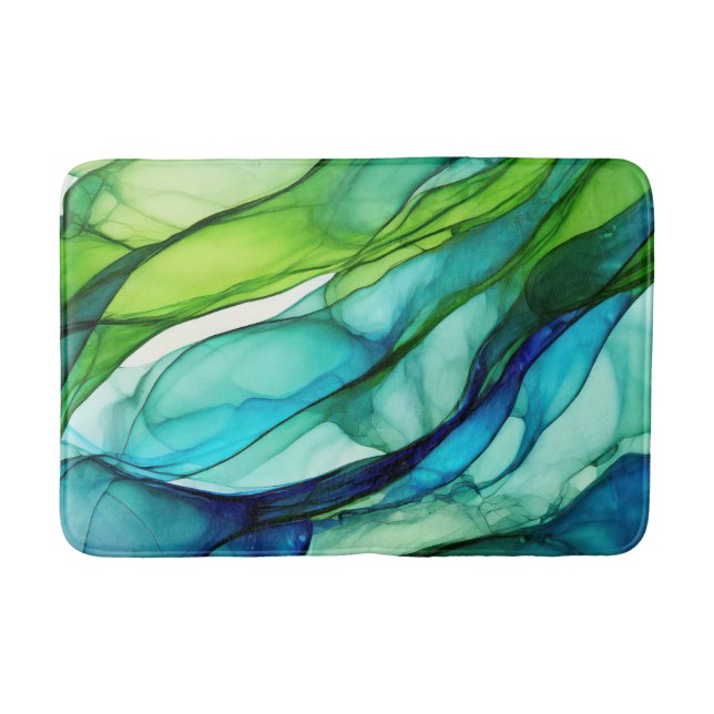 Tapis De Bain Formes en vert et bleu (Devant)