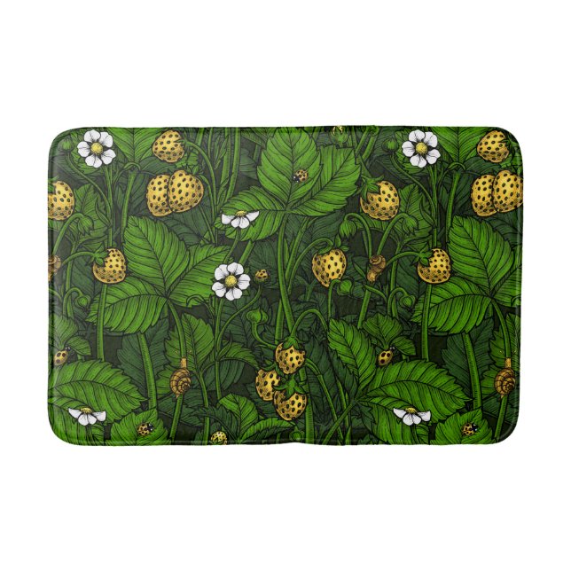 Tapis De Bain Fraises sauvages, jaunes et vertes (Devant)