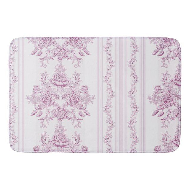 Tapis De Bain français chic, rose, toile, floral, motif, victori (Devant)