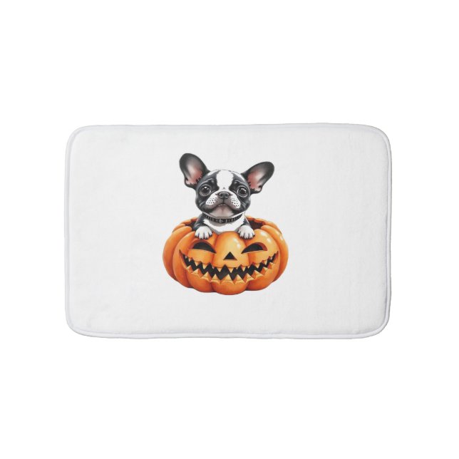 Tapis De Bain French Bulldog Happy Halloween Classique citrouill (Devant)