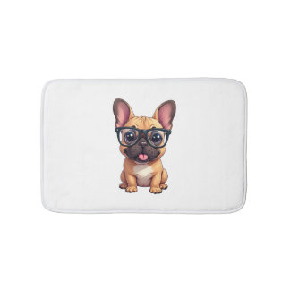 Tapis De Bain French Bulldog Wearing Glasses