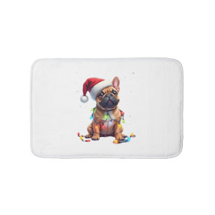 Tapis De Bain French Bulldog Xmas Éclairage Santa French Bulldog