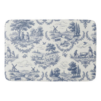 Tapis De Bain French Country - Blue & Cream Toile Countryside