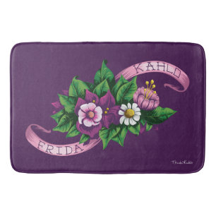 Tapis De Bain Frida Kahlo   Bouquet floral pourpre