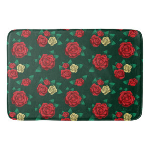 Tapis De Bain Frida Kahlo   motif rouge et de rose d'or