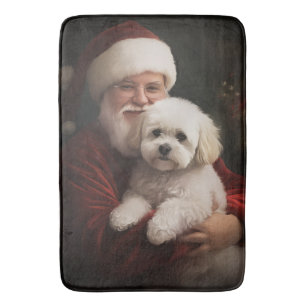 Tapis De Bain Frise de Bichon avec Noël Festif du Père Noël