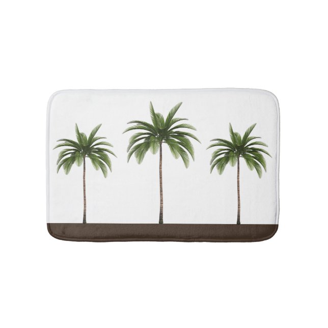 Tapis De Bain Frontière Brown | de rayure trois palmiers (Devant)