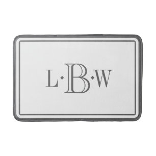 Tapis De Bain Frontière grise classique décorée d'un monogram