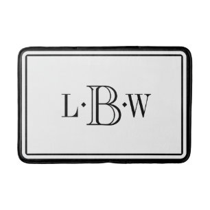 Tapis De Bain Frontière noire classique décorée d'un monogram