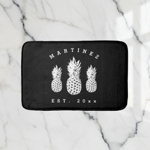 Tapis De Bain Fruit de bain personnalisé pour ananas noir et bla