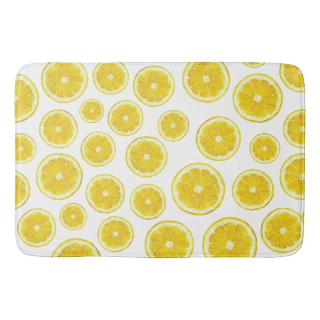 Tapis De Bain Fruit frais jaune moderne au citron (Devant)