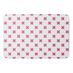 Tapis De Bain Fuchsia croix sur le blanc