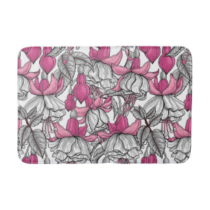 Tapis De Bain Fuchsia en blanc et rose