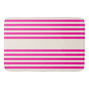 Tapis De Bain Fuchsia et beige cinq rayures motif