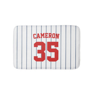 Tapis De Bain Fully Editable Colors Baseball Jersey Stripes Name