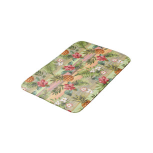 Tapis De Bain Fun Tropical Pineappy Fruit Floral Stripe Motif