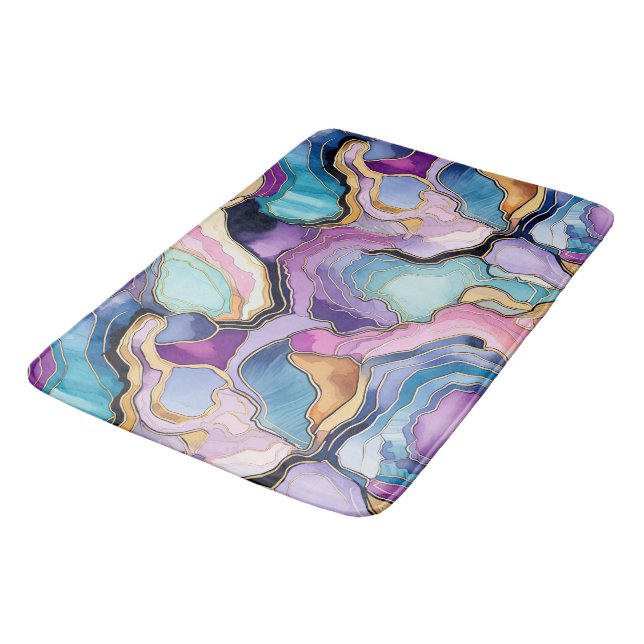 Tapis De Bain Funky Abstrait Geode Agate Salle de bain Motif (Angle)