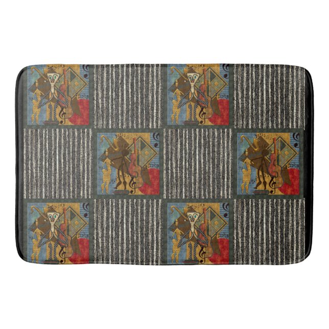 Tapis De Bain Funky Hot Jazz sur Grungy Stripes (Devant)