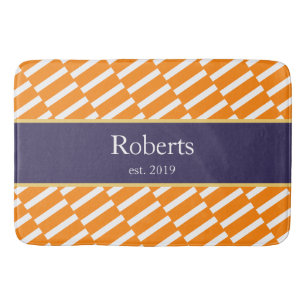Tapis De Bain Funky Orange Motif Nom de famille et année moderne