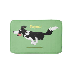 Tapis De Bain Funny Border Collie chien en course dessin animé