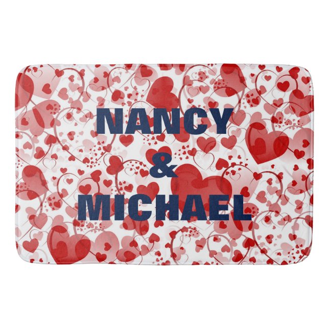 Tapis De Bain Funny Heart Motif VII - rouge blanc + votre idée (Devant)