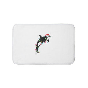 Tapis De Bain Funny Orca Tueur Baleine Santa Chapeau Mer de Noël