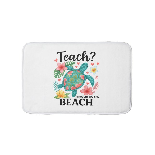 Tapis De Bain Funny Teacher Beach Tortue d'été (Devant)