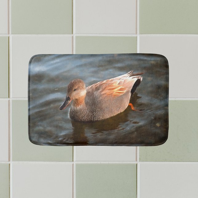 Tapis De Bain Gadwall Duck Drake sur le lac (Créateur téléchargé)